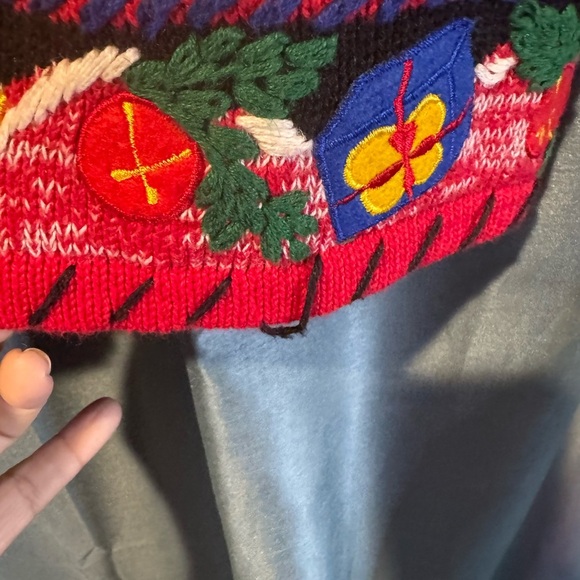 Vintage 90’s Designers Originals Studio Christmas Sweater Cardigan Ugly Medium - Picture 8 of 12